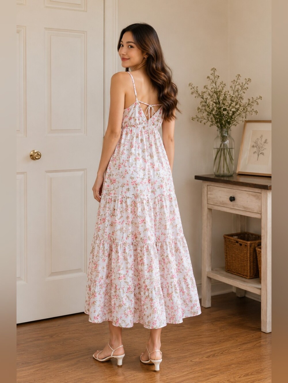 HAUTE MONDE White Floral Maxi Dress with Pink & Sage Print - Picture 2 of 10